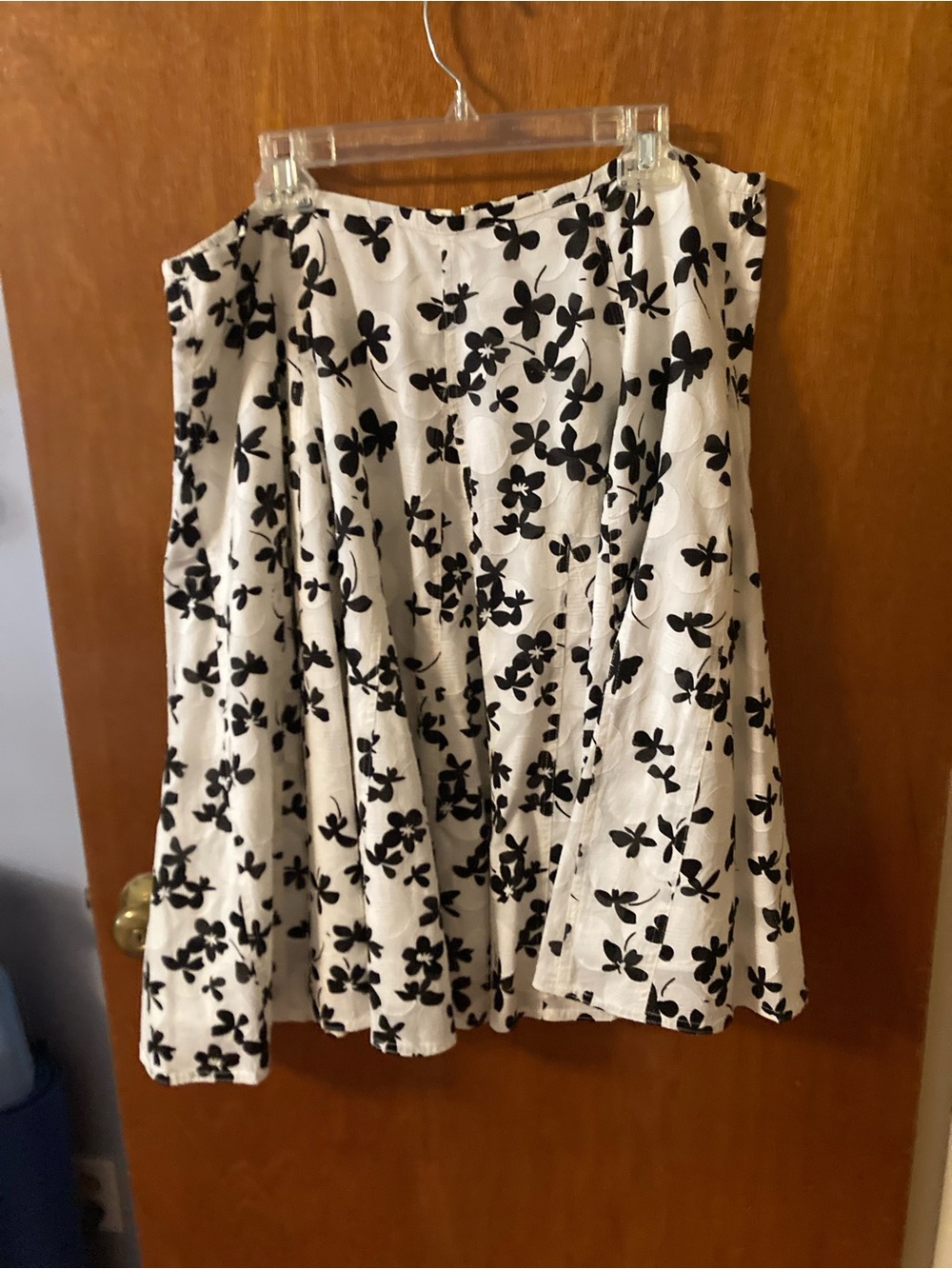 Chico's Black & White Floral A-Line Skirt